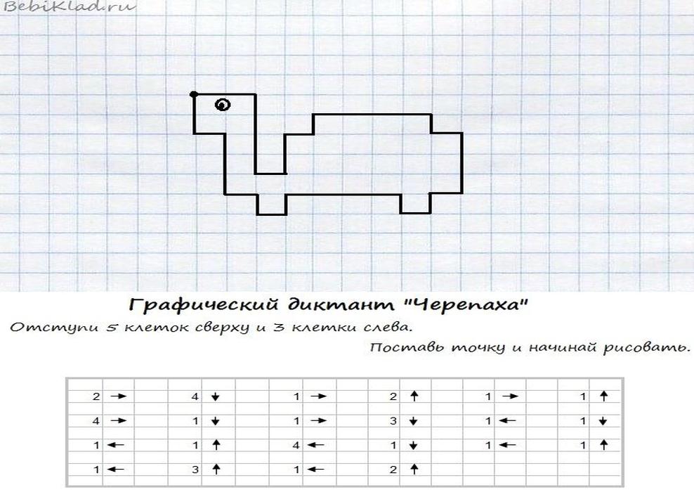 Графические рисунки по клеточкам. графические диктанты для детей в тетради