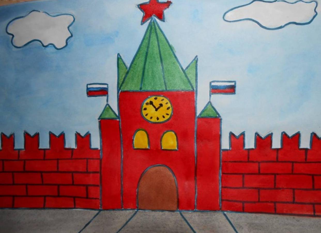 Рисунки кремля в москве и красной площади карандашом
