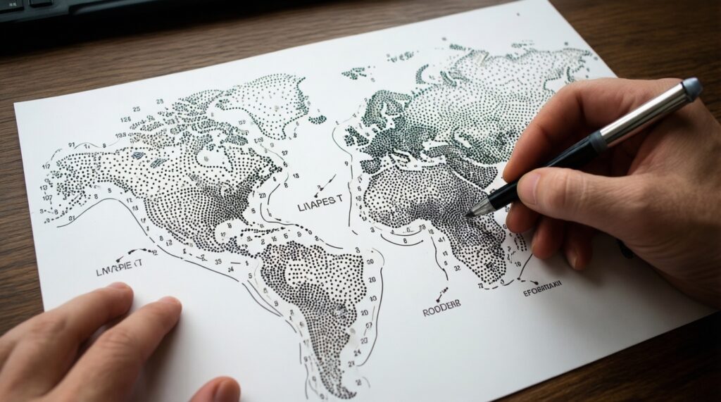 Раскраски по точкам: соединяем точки и получаем картинку (цифры/буквы) - иллюстрация